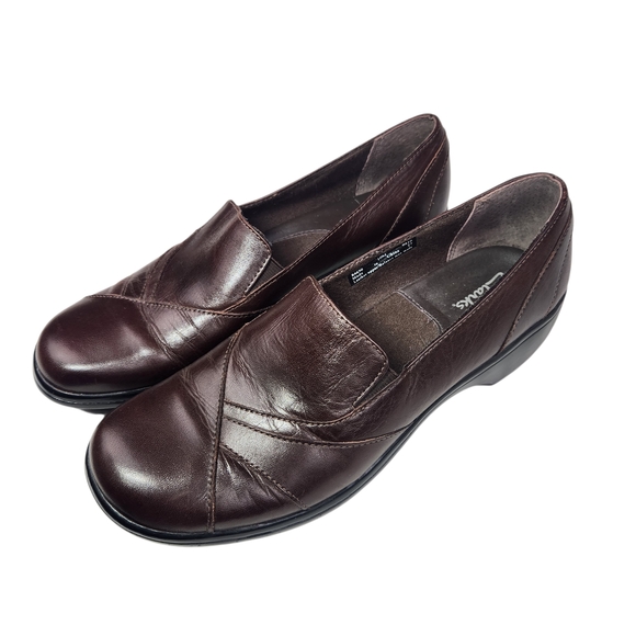 Clarks Women's 10M Brown Leather Slip-On Loafers Comfort Preppy Academia Casual - Picture 5 of 13